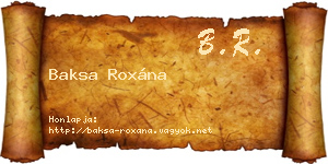 Baksa Roxána névjegykártya